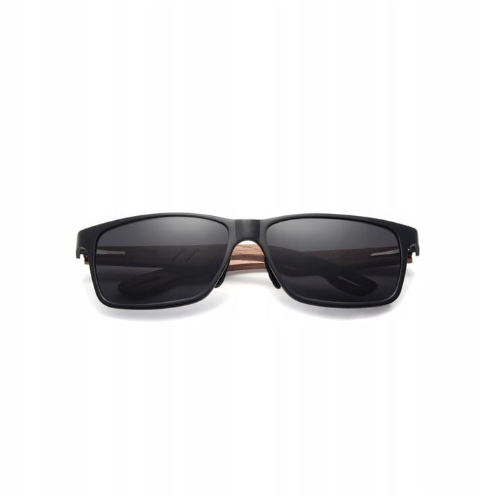 Okulary przeciwsłoneczne Kingseven W5507 czarny / drewno UV400 Okulary przeciwsłoneczne Kingseven W5507 czarny / drewno UV400