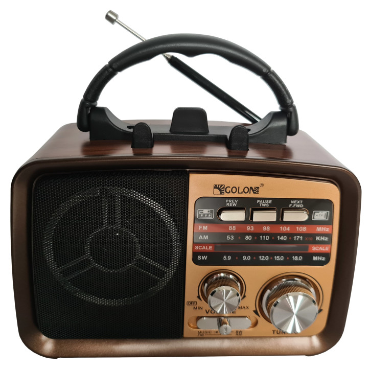 Radio Vintage PRL FM akumulatorowe z Bluetooth USB Brązowy Radio Vintage PRL FM akumulatorowe z Bluetooth USB Brązowy