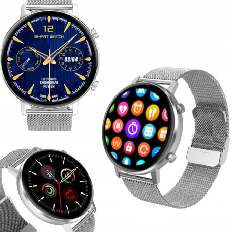 Smartwatch DT96 Ciśnieniomierz Zegarek Srebrny