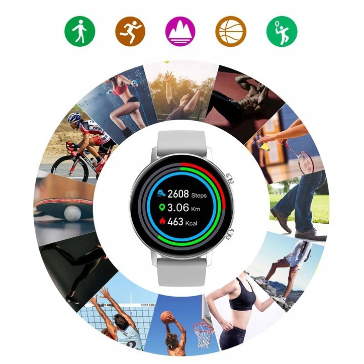 Smartwatch DT96 Ciśnieniomierz Zegarek Srebrny