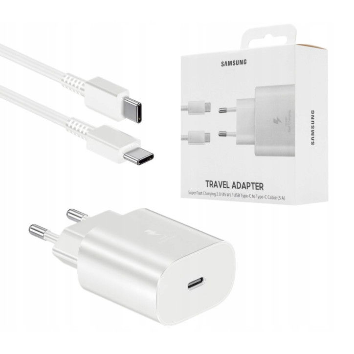 ŁADOWARKA SIECIOWA USB-C SAMSUNG 5A 45W TYP-C BIAŁY ŁADOWARKA SIECIOWA USB-C SAMSUNG 5A 45W TYP-C BIAŁY