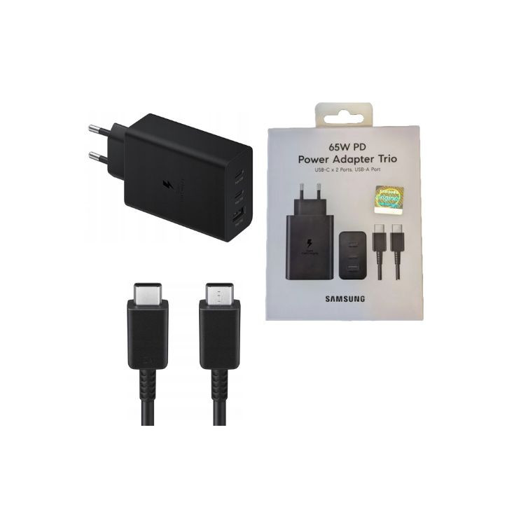 ŁADOWARKA SAMSUNG TRIO P-T6530NBEGWW USB-A 2x USB-C 65W CZARNA ŁADOWARKA SAMSUNG TRIO P-T6530NBEGWW USB-A 2x USB-C 65W CZARNA