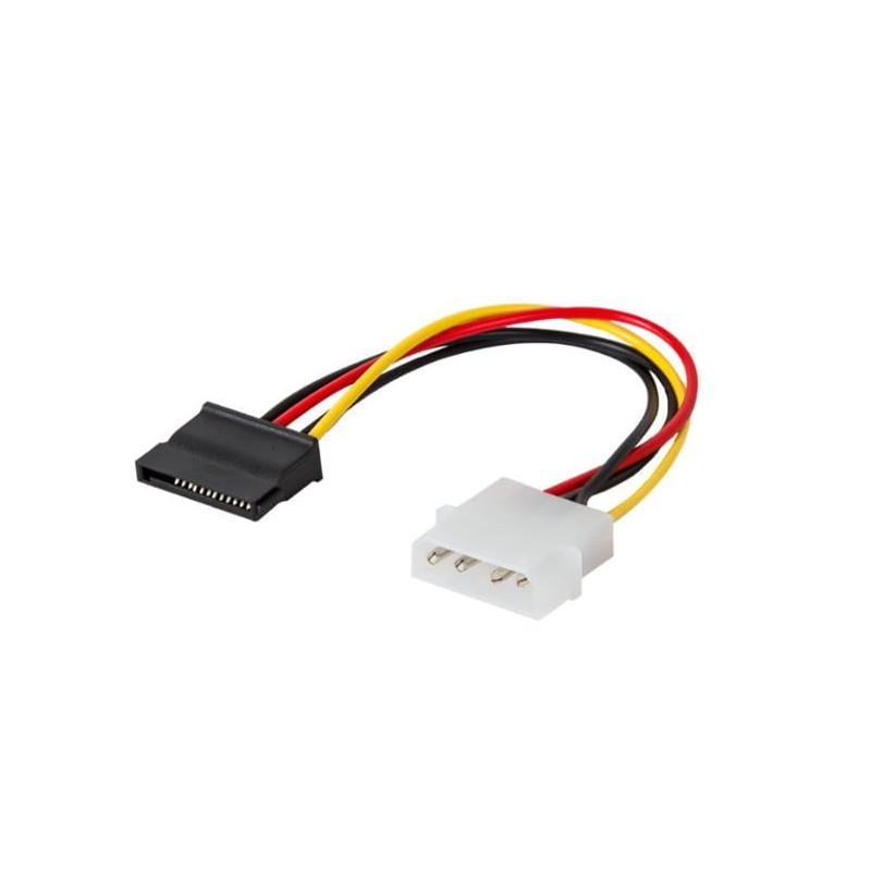 Kabel zasilający MOLEX 4 pin (M) – SATA 15 pin (F) 0,18m AK-10 Kabel zasilający MOLEX 4 pin (M) – SATA 15 pin (F) 0,18m AK-10