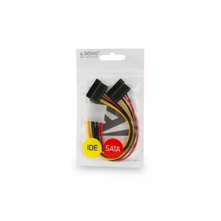 Savio Kabel zasilający Molex 4 pin męski - 2xSATA 15 pin żeński, AK-13
