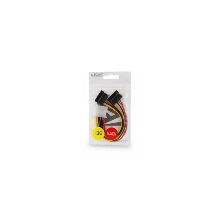 Savio Kabel zasilający Molex 4 pin męski - 2xSATA 15 pin żeński, AK-13