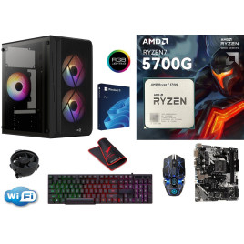 GOTOWY zestaw komputerowy AMD Ryzen7 5700G, 32GB RAM, 1TB SSD NVME, Windows 11 Pro, karta Wifi, RGB!