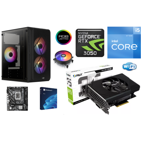 GOTOWY ZESTAW DO GIER: Intel Core i5-12gen, grafika RTX 3050/8GB, 32GB RAM, 1TB SSD NVME, Windows 11 Pro, karta Wifi