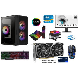 GOTOWY PC DO GIER z MONITOREM 23,8",Intel i5-12gen,grafika MSI OC RTX3050/8GB,32GB RAM,1TB SSD NVME,Windows 11 Pro,karta Wifi