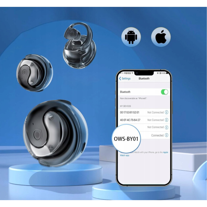 SŁUCHAWKI BEZPRZEWODOWE ZAUSZNE BLUETOOTH 5.3 JM13 SPORTOWE douszne