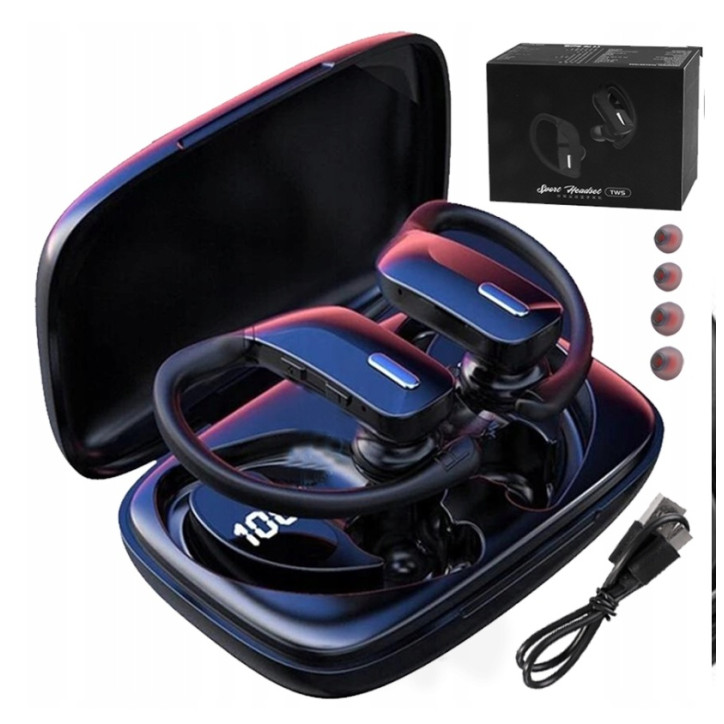 SŁUCHAWKI BLUETOOTH 5.3 SPORTOWE PREMIUM POWERBANK TWS