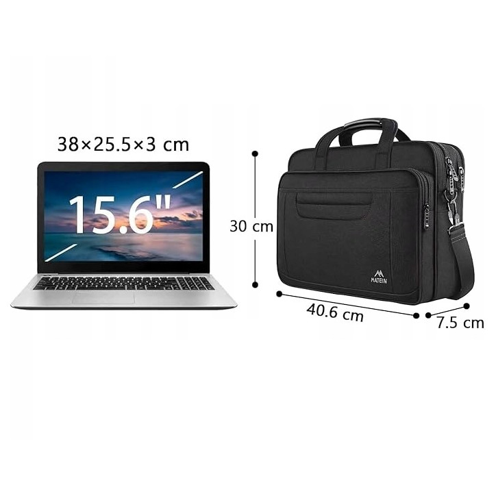Matein Wielofunkcyjna Torba Na Laptopa 17,3' Cali Pojemna Na Ramię Nylonowa
