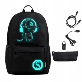 Plecak Szkolny / Młodzieżowy Świecący Odblask USB Chłopczyk 25L
