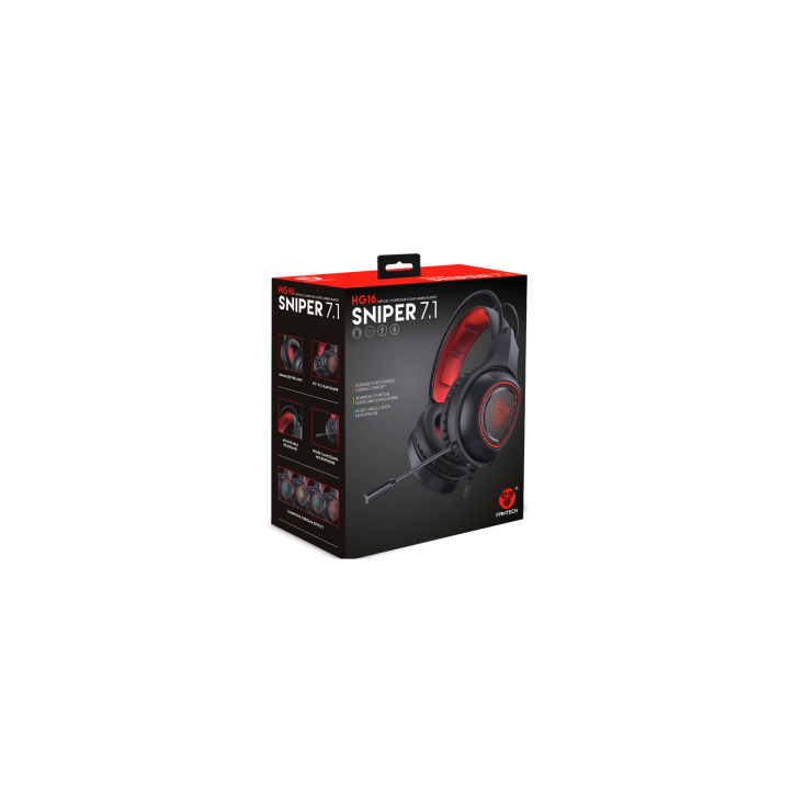 FANTECH SŁUCHAWKI HG16 SNIPER 7.1 RGB BLACK PRZEWODOWE 7.1 SURROUND SOUND FANTECH SŁUCHAWKI HG16 SNIPER 7.1 RGB BLACK PRZEWODOWE 7.1 SURROUND SOUND