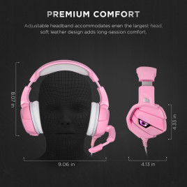 SŁUCHAWKI GAMING ONIKUMA K5 PINK MIKROFON PS4 PC
