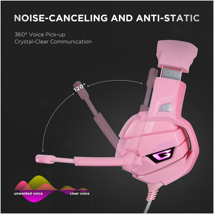 SŁUCHAWKI GAMING ONIKUMA K5 PINK MIKROFON PS4 PC