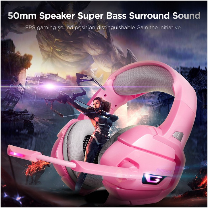 SŁUCHAWKI GAMING ONIKUMA K5 PINK MIKROFON PS4 PC