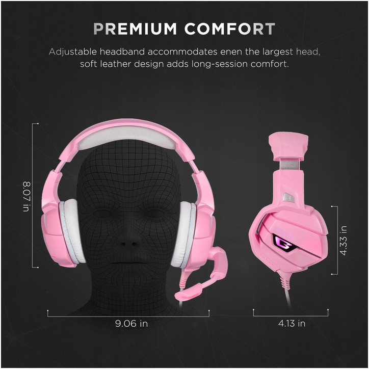SŁUCHAWKI GAMING ONIKUMA K5 PINK MIKROFON PS4 PC