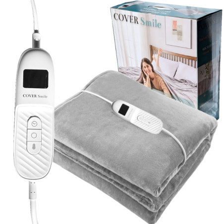 Koc elektryczny CoverSmile OB09201 180x160 cm / Koc Elektryczny Duży Miękki 180x160cm Mata Grzewcza 160w Pilot Timer