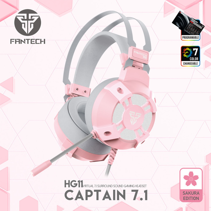 Słuchawki gamingowe dla graczy mikrofon różowe RGB PC HG11 Słuchawki gamingowe dla graczy mikrofon różowe RGB PC HG11