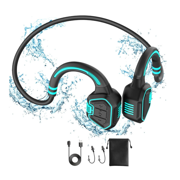 Słuchawki bezprzewodowe kostne wodoodporne pamięć 16GB OPEN EAR do pływania Słuchawki bezprzewodowe kostne wodoodporne pamięć 16GB OPEN EAR do pływania