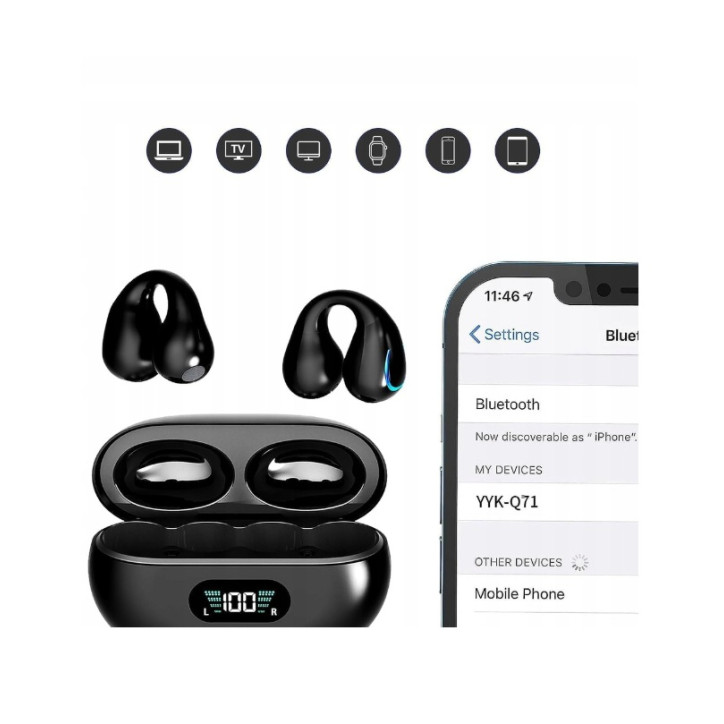 SŁUCHAWKI BEZPRZEWODOWE YYK-Q71 BT 5.3, WODOODPORNE, SPORTOWE, DEEP BASS SŁUCHAWKI BEZPRZEWODOWE YYK-Q71 BT 5.3, WODOODPORNE, SPORTOWE, DEEP BASS