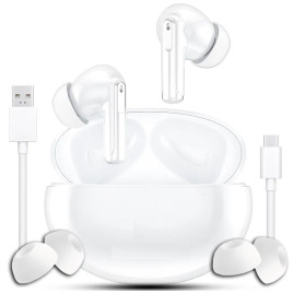 SŁUCHAWKI BEZPRZEWODOWE DOUSZNE ANC + ENC XY 70 Dwa Mikrofony Białe