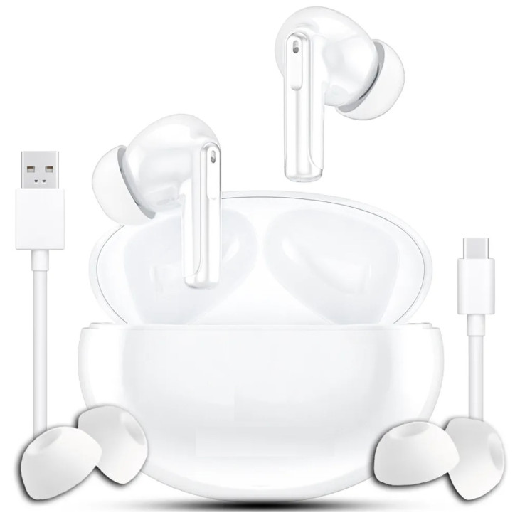 SŁUCHAWKI BEZPRZEWODOWE DOUSZNE ANC + ENC XY 70 Dwa Mikrofony Białe SŁUCHAWKI BEZPRZEWODOWE DOUSZNE ANC + ENC XY 70 Dwa Mikrofony Białe