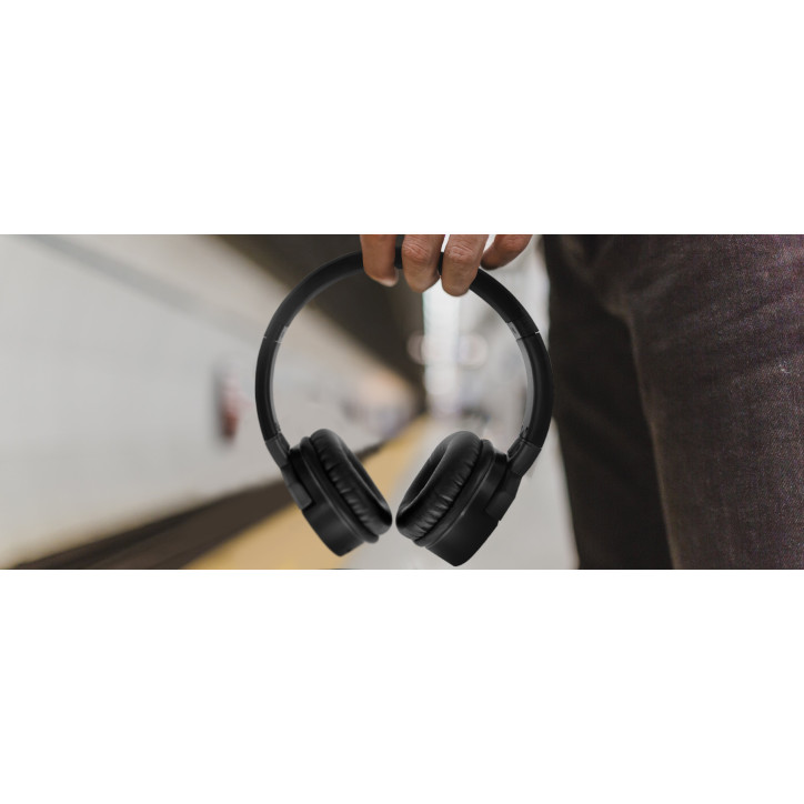 Słuchawki z mikrofonem Qoltec bezprzewodowe nauszne BT Super Bass Czarne Słuchawki z mikrofonem Qoltec bezprzewodowe nauszne BT Super Bass Czarne